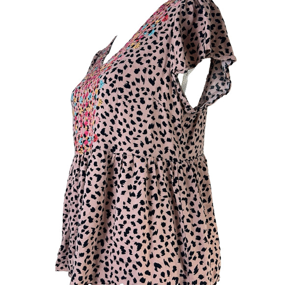 Whimsigoth Savannah Jane Boho Cottage Feminine Animal Print Embroidered Size M - Picture 3 of 7